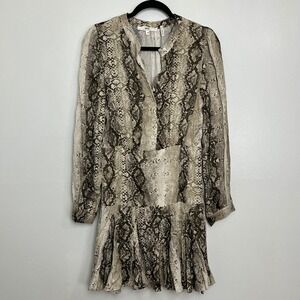 Koton Studio Women Snake Print Long Sleeve Button Up Mini Dress Size EU 38 /‎ M